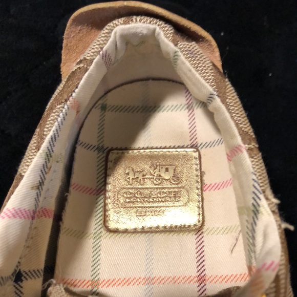Coach Britt classic brown and tan with gold detail Velcro sneakers size 8 1/2 - Picture 14 of 14
